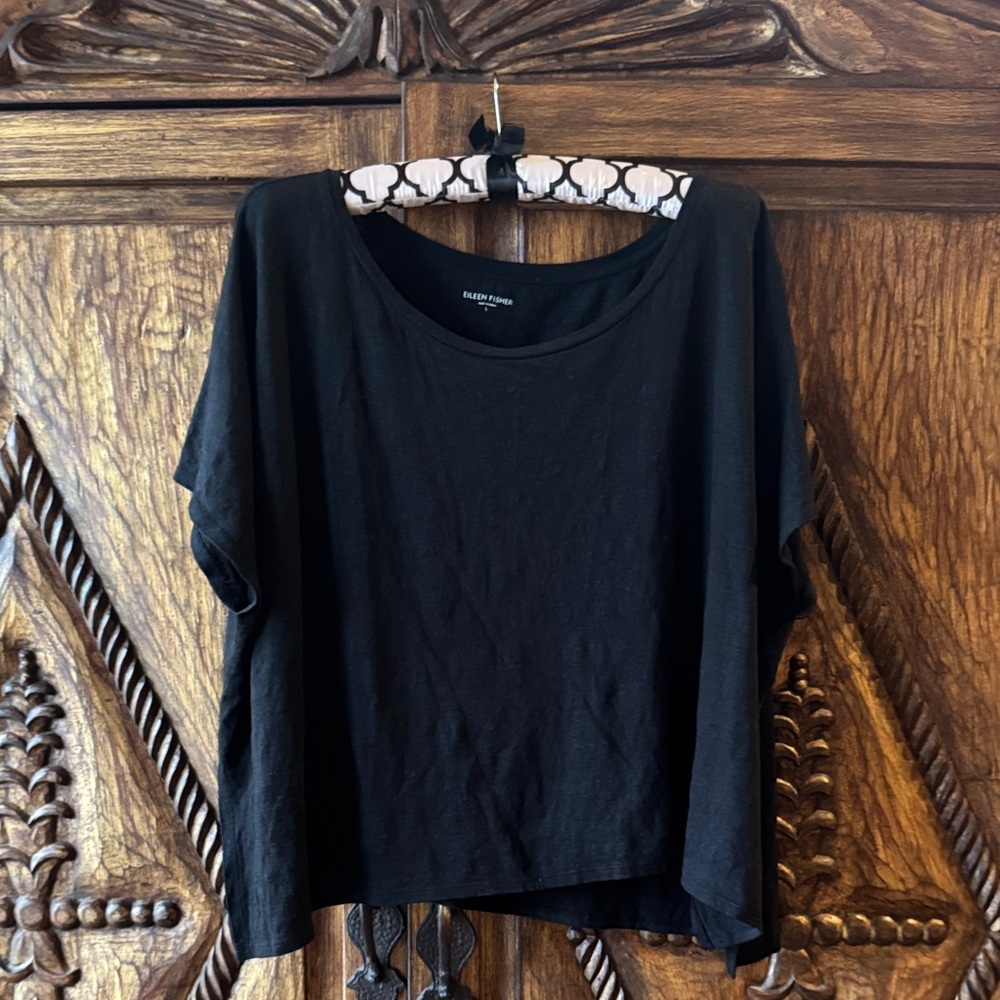 Eileen Fisher Black Short Sleeve Top